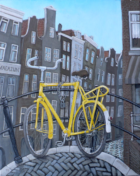 Gele fiets op Gaardbrug